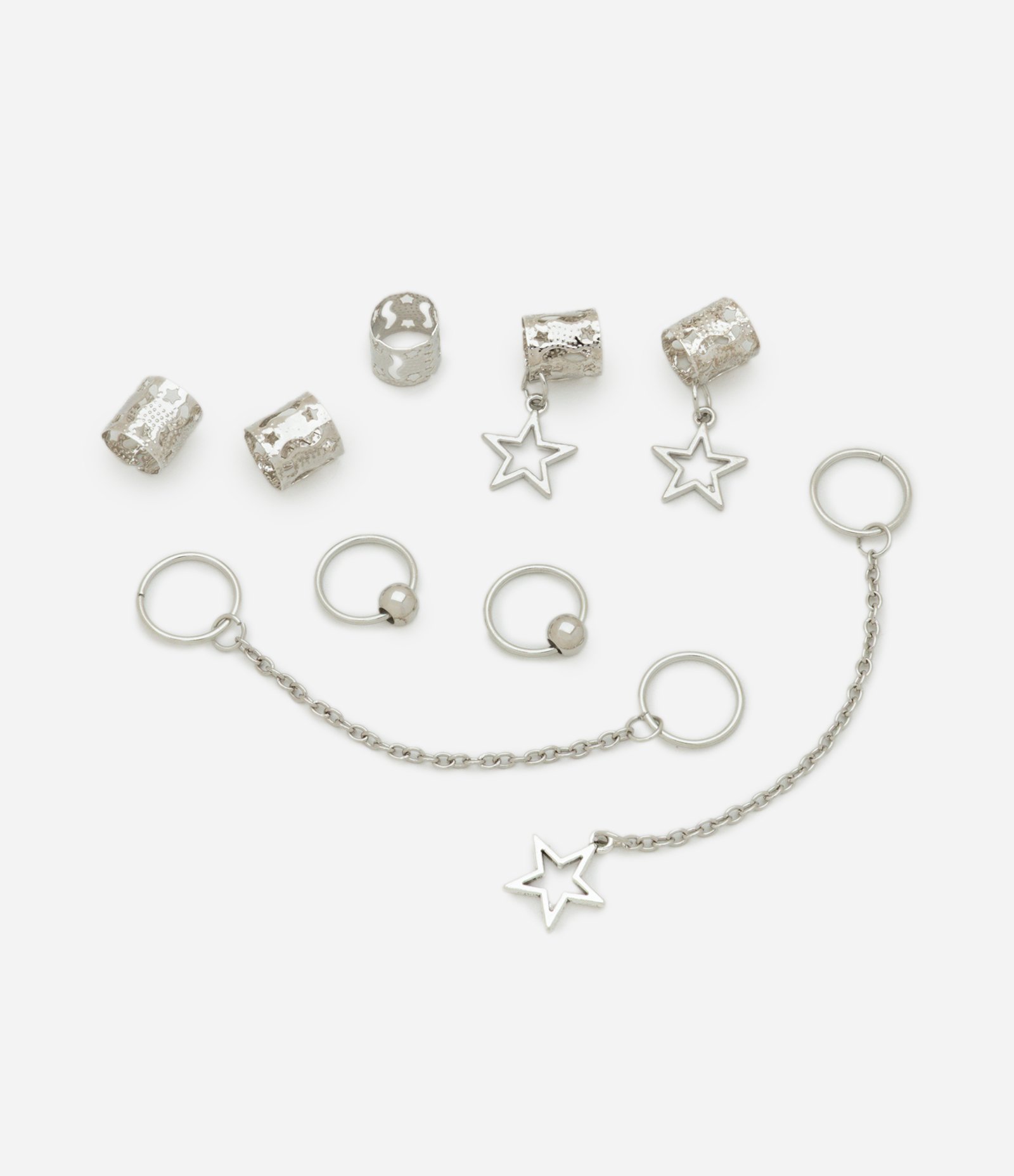 Kit 30 de Piercings de Cabelo Diversos Prata 1