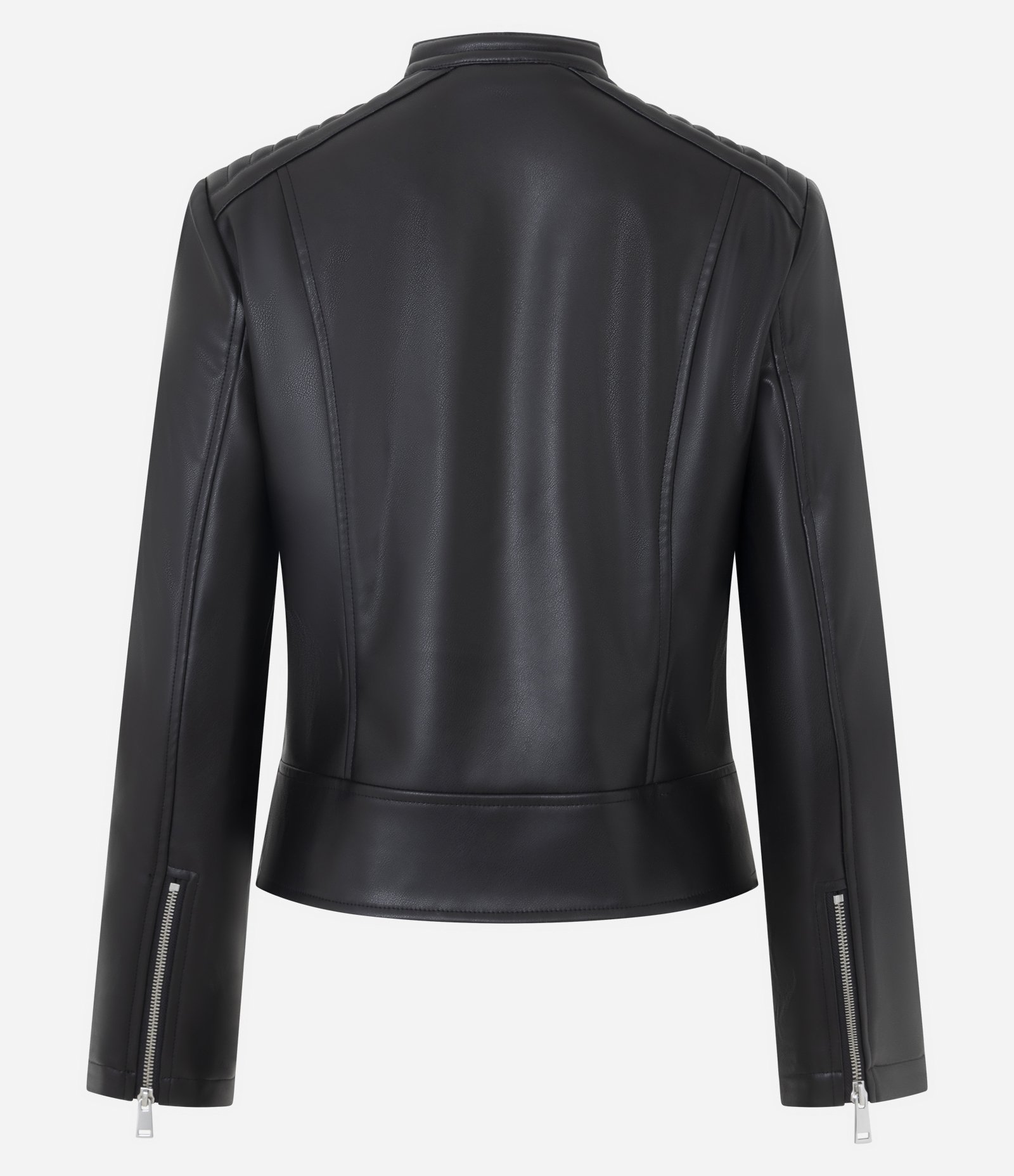 Jaqueta Biker em PU com Matelassê no Ombro e Fechamentos em Zíper Preto 3