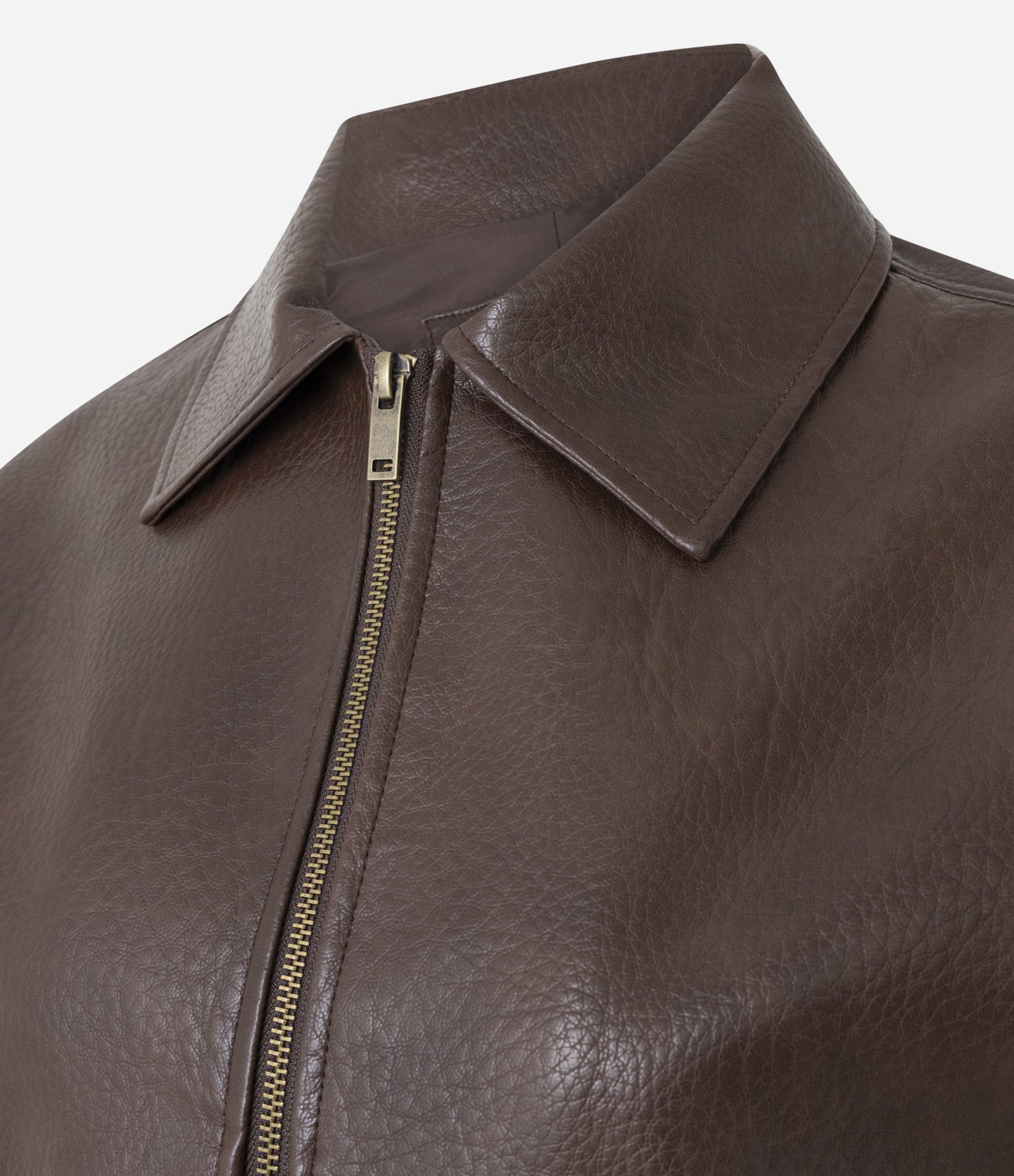 Jaqueta em PU com Bolsos Fole e Fechamento em Zíper Marrom 6