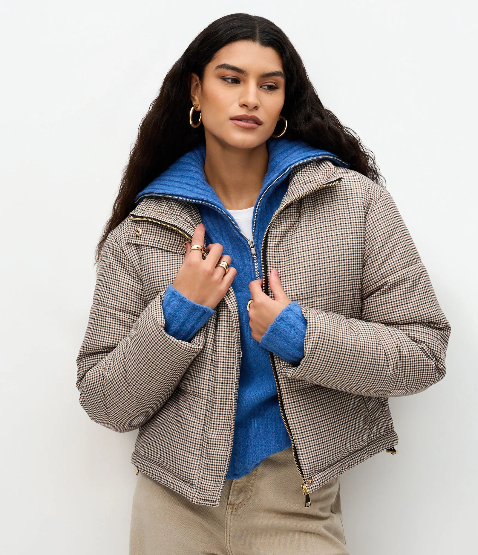 Jaqueta com Estampa Mini Xadrez e Regulador nos Punhos Multicores 1