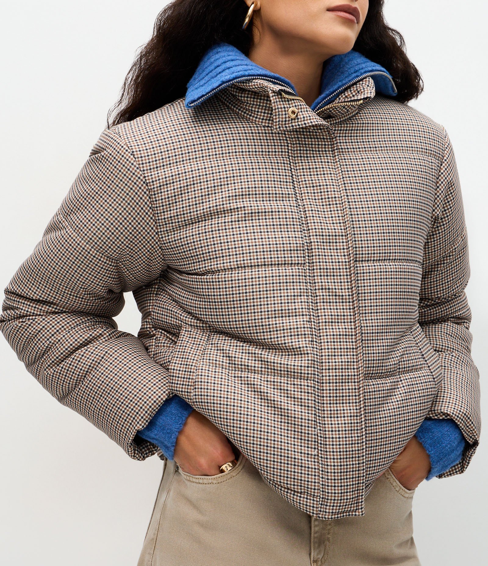 Jaqueta com Estampa Mini Xadrez e Regulador nos Punhos Multicores 5