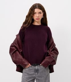 Suéter em Tricô com Manga Raglan