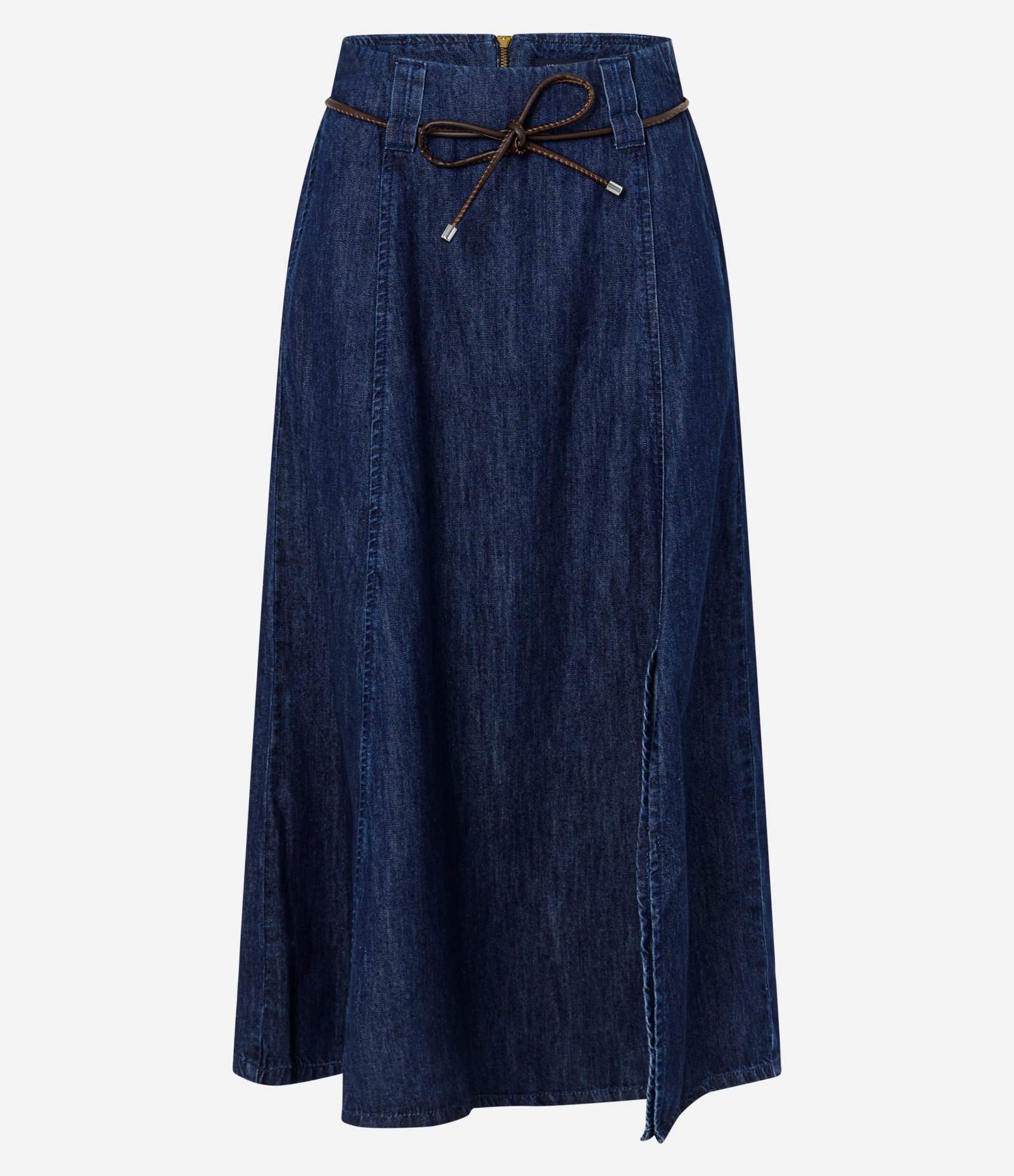 Saia Evasê em Jeans com Cinto Diferenciado Azul 5