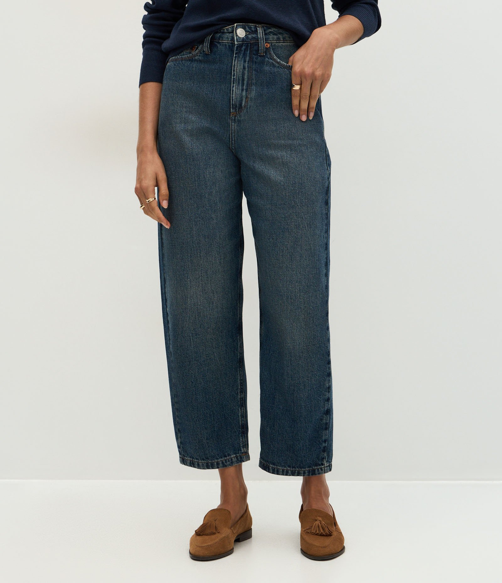 Calça Carrot em Jeans com Cintura Alta Azul 3