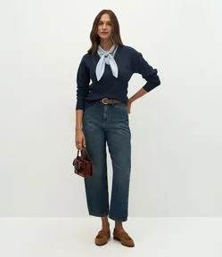 Calça Carrot em Jeans com Cintura Alta