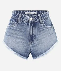 Short Micro em Jeans com Cintura Baixa e Barra Desfiada