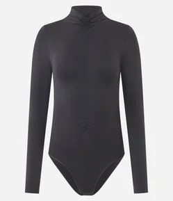 Body Seamless com Gola Alta e Franzido na Cintura