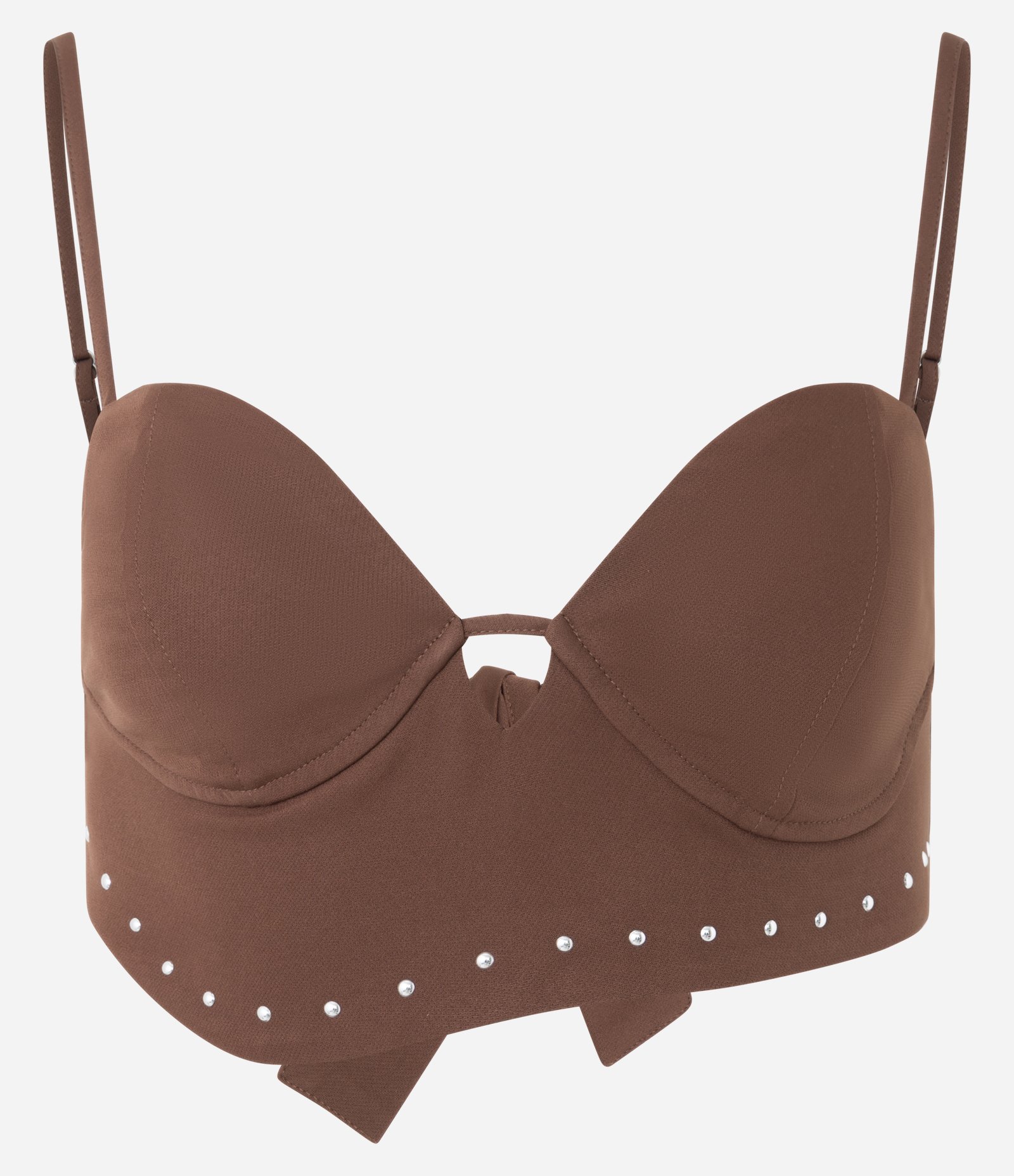 Blusa Decote Coração com Detalhe em Brilho Marrom 5