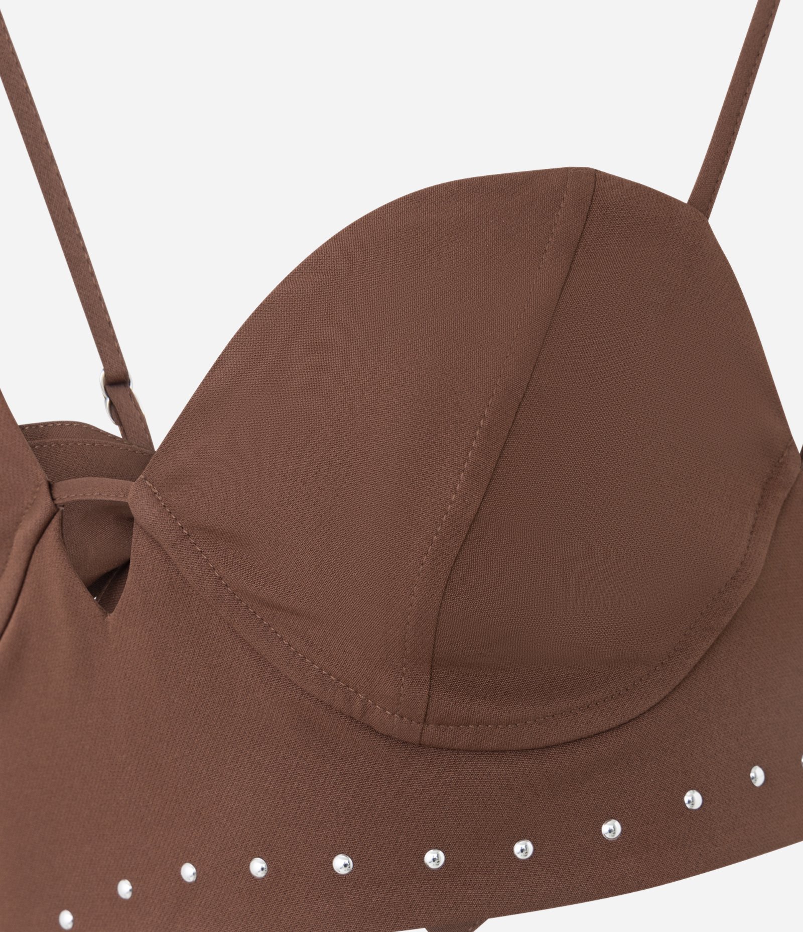Blusa Decote Coração com Detalhe em Brilho Marrom 6