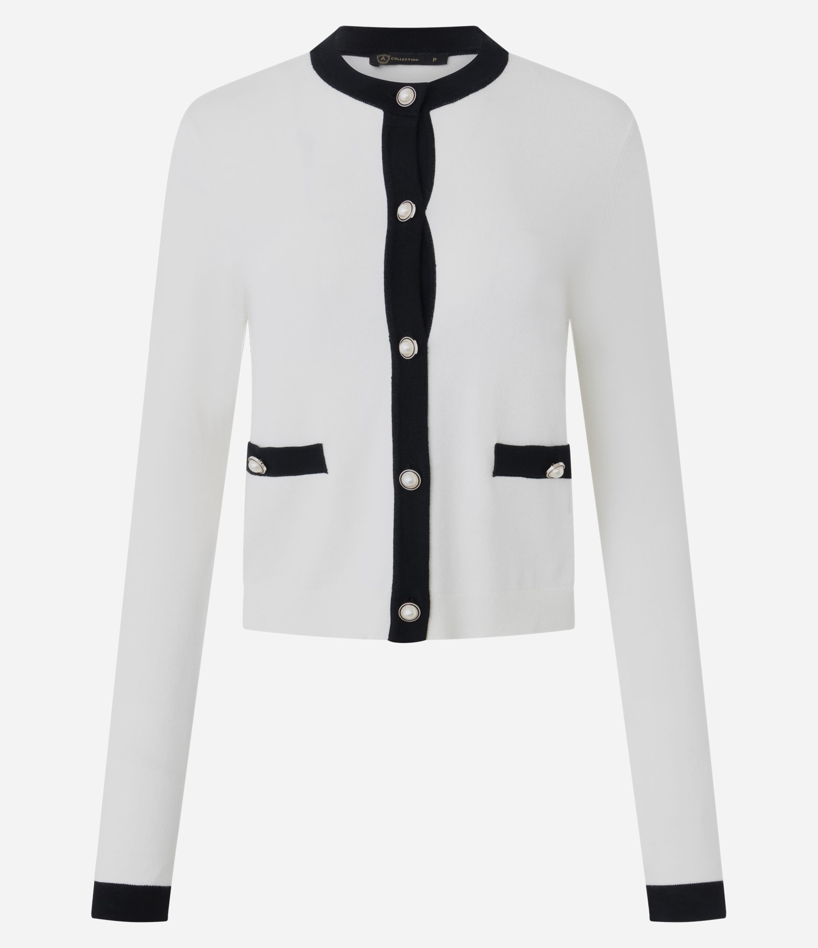 Cardigan Curto em Tricô com Botões Perolados Branco 5