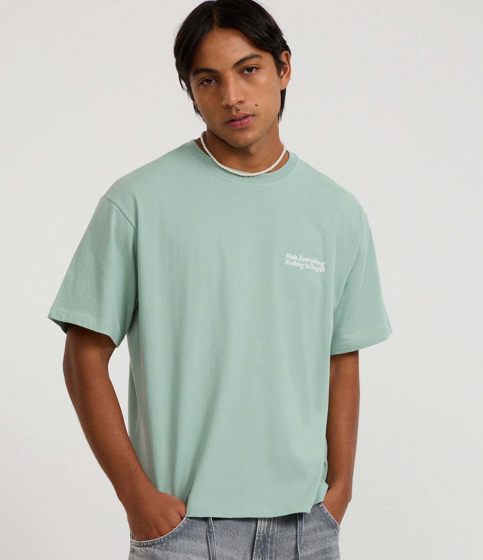 Camiseta Boxy em Algodão com Estampa Lettering Verde 1