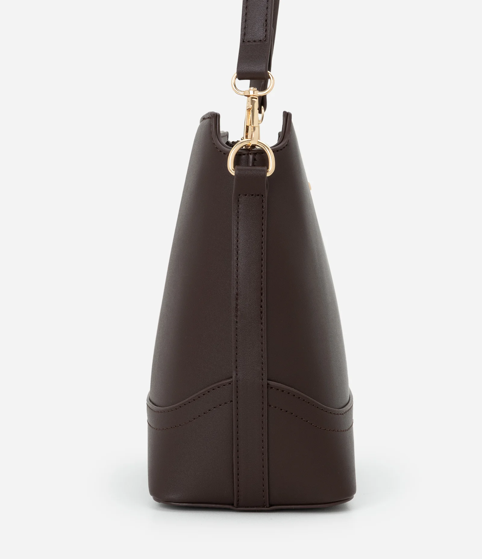 Bolsa Pequena em Material Sintético com Detalhes Metalizados Marrom 2