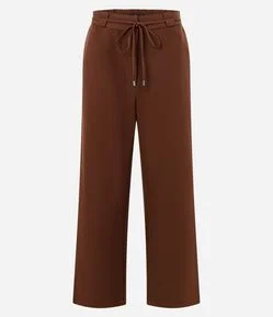 Calça Alfaiatada Wide em Crepe com Cós Elástico