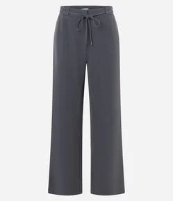 Calça Alfaiatada Wide em Crepe com Cós Elástico