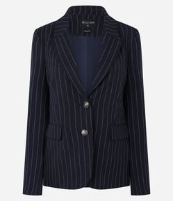 Blazer Alfaiatado com Estampa Risca de Giz