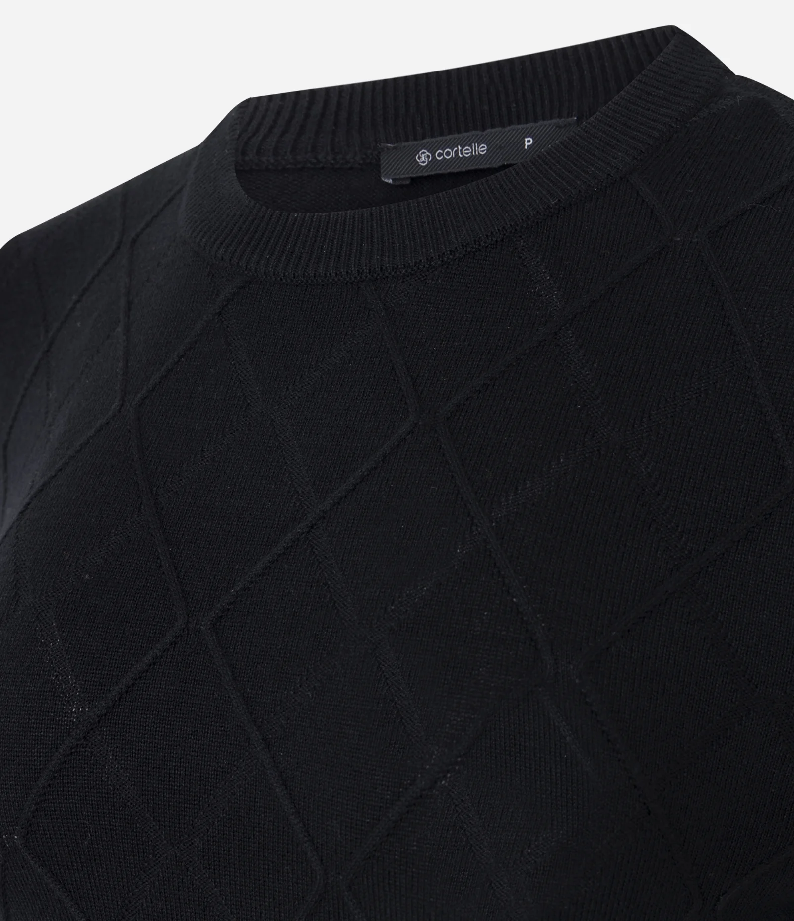Blusa Regular em Tricô Texturizado com Manga Longa Preto 2
