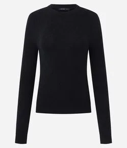 Blusa Regular em Tricô Texturizado com Manga Longa