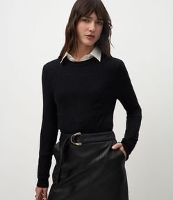 Blusa em Tricô com Textura de Losangos