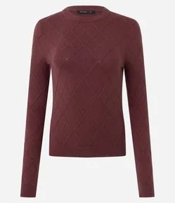 Blusa Regular em Tricô Texturizado com Manga Longa