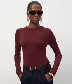 Blusa em Tricô com Textura de Losangos
