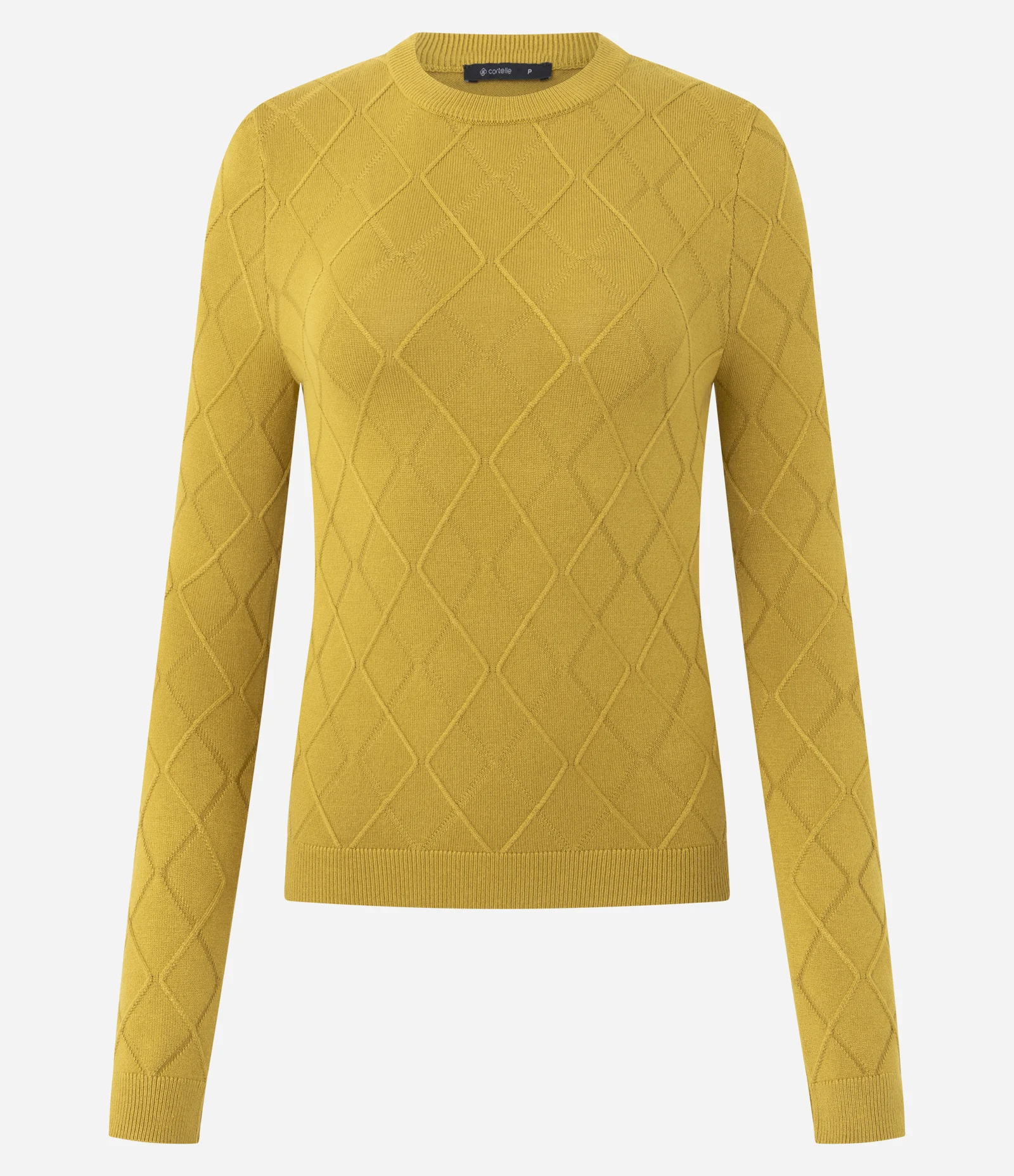 Blusa Regular em Tricô Texturizado com Manga Longa Amarelo 1