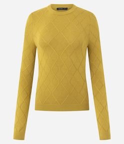 Blusa Regular em Tricô Texturizado com Manga Longa