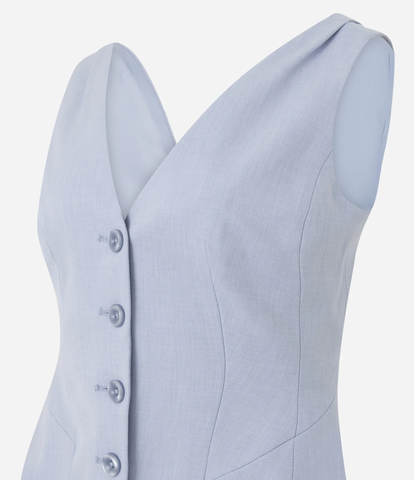 Colete de Alfaiataria Acinturado com Abotoamento Frontal Azul 7