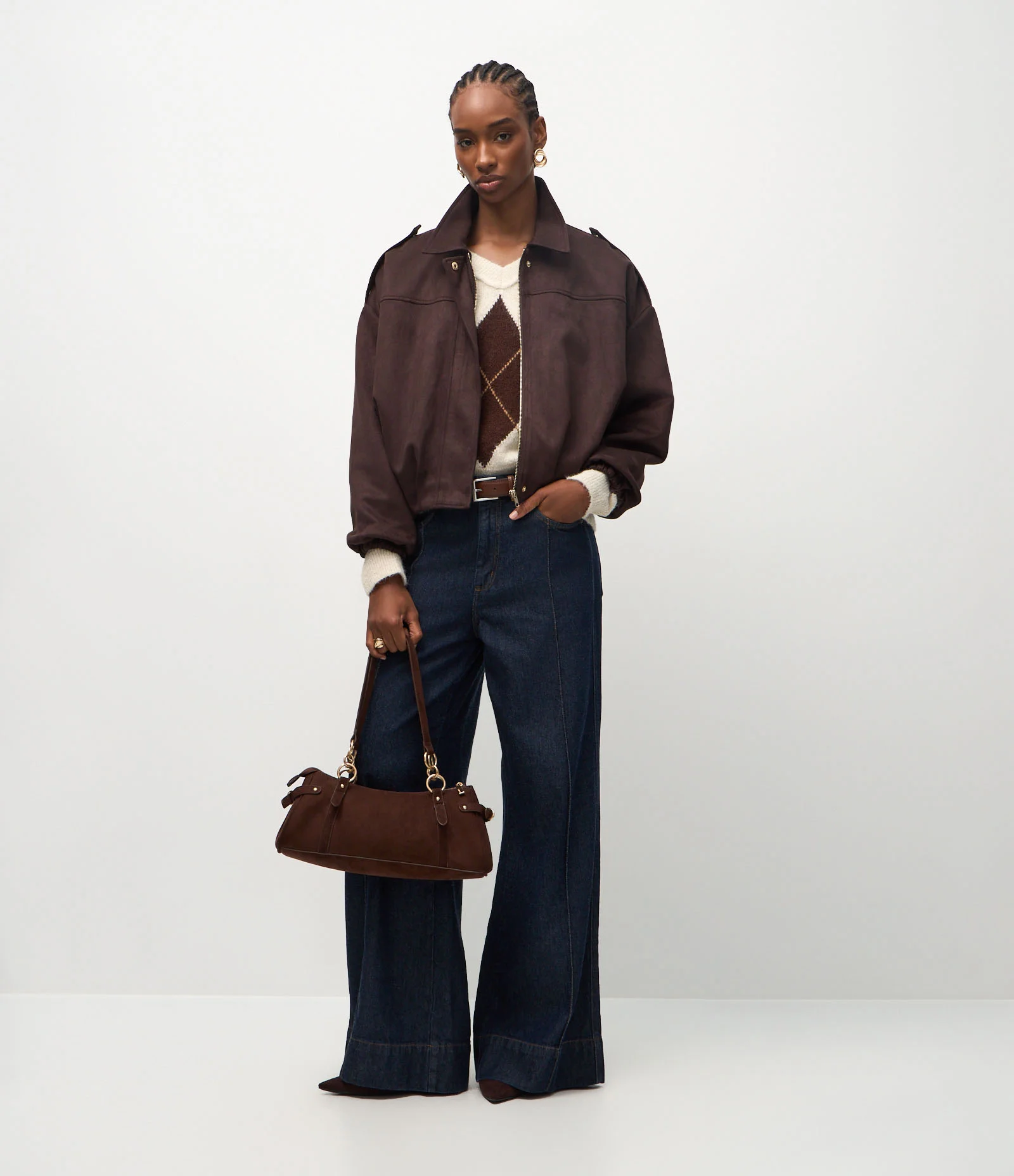 Jaqueta Bomber Suede Com Gola Clássica Marrom 4