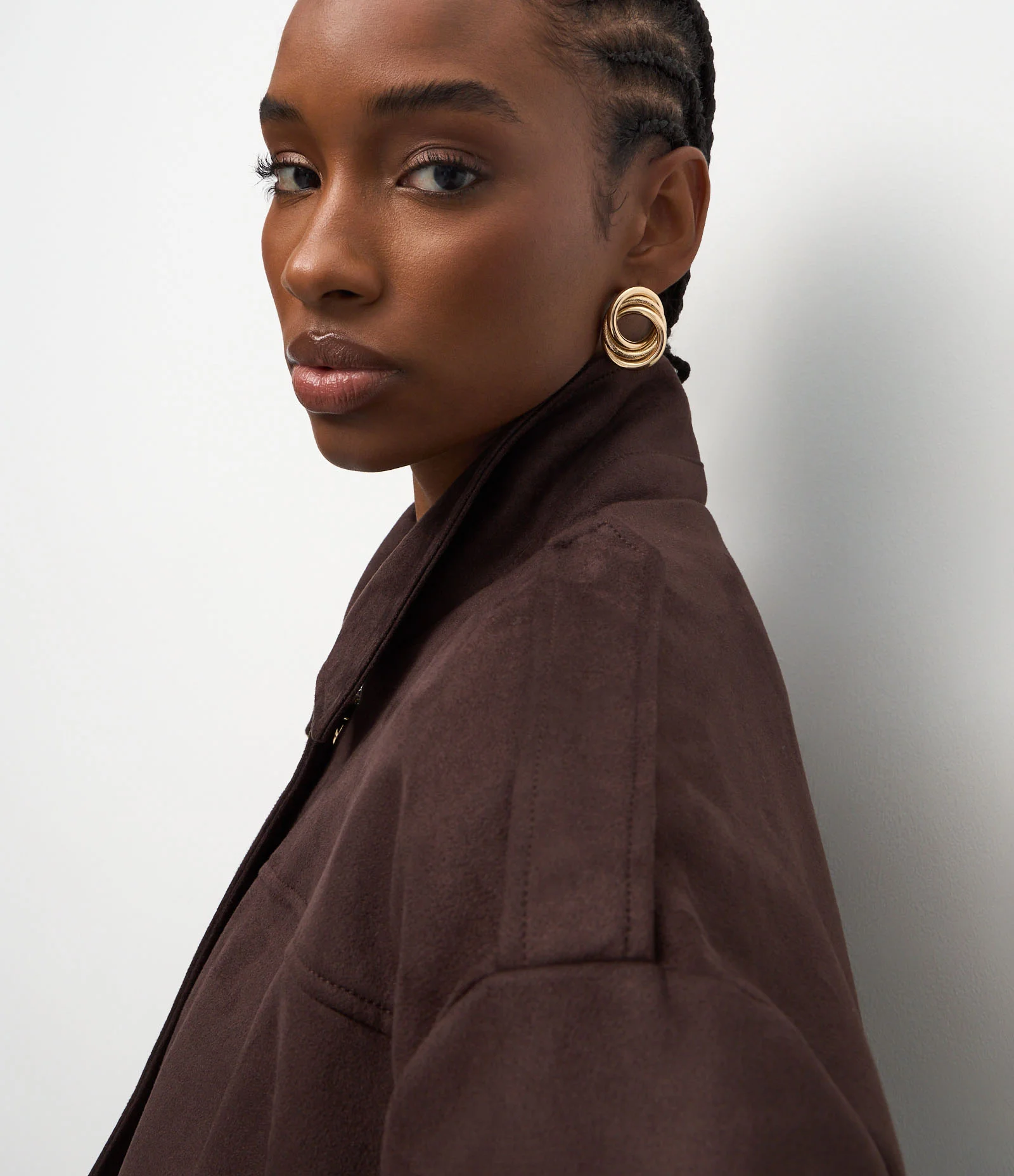 Jaqueta Bomber Suede Com Gola Clássica Marrom 6