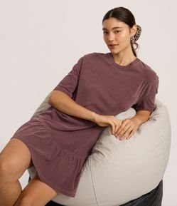 Vestido T-Shirt em Algodão com Babado na Barra