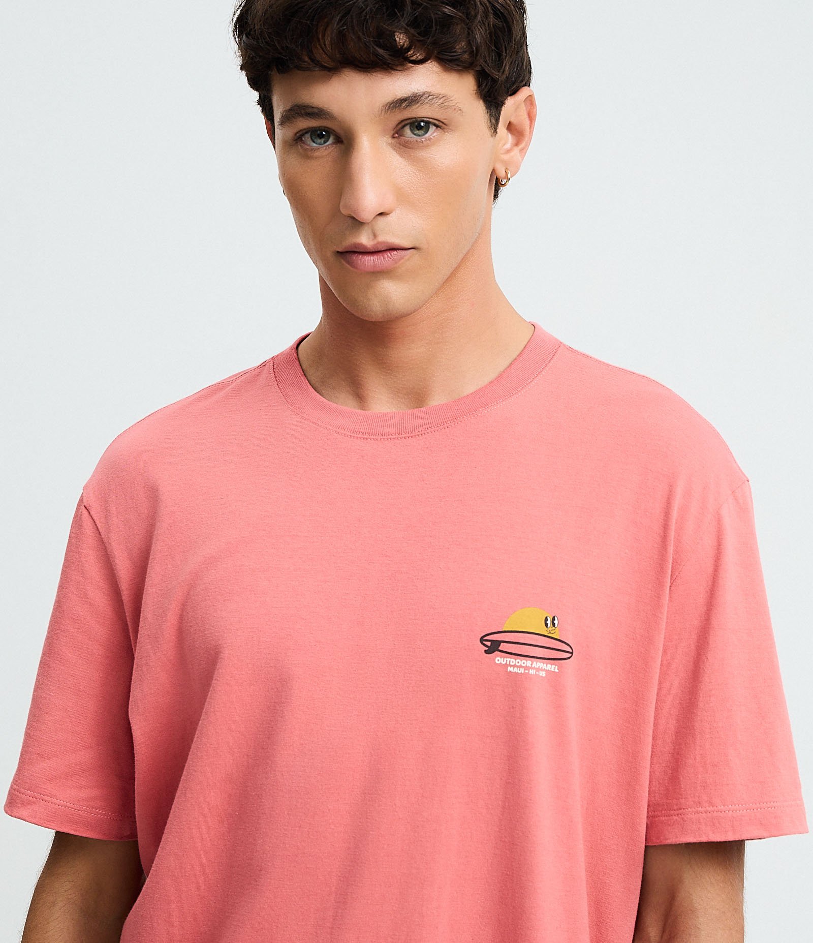 Camiseta Comfort em Algodão com Estampa Sol Summerland Rosa 4