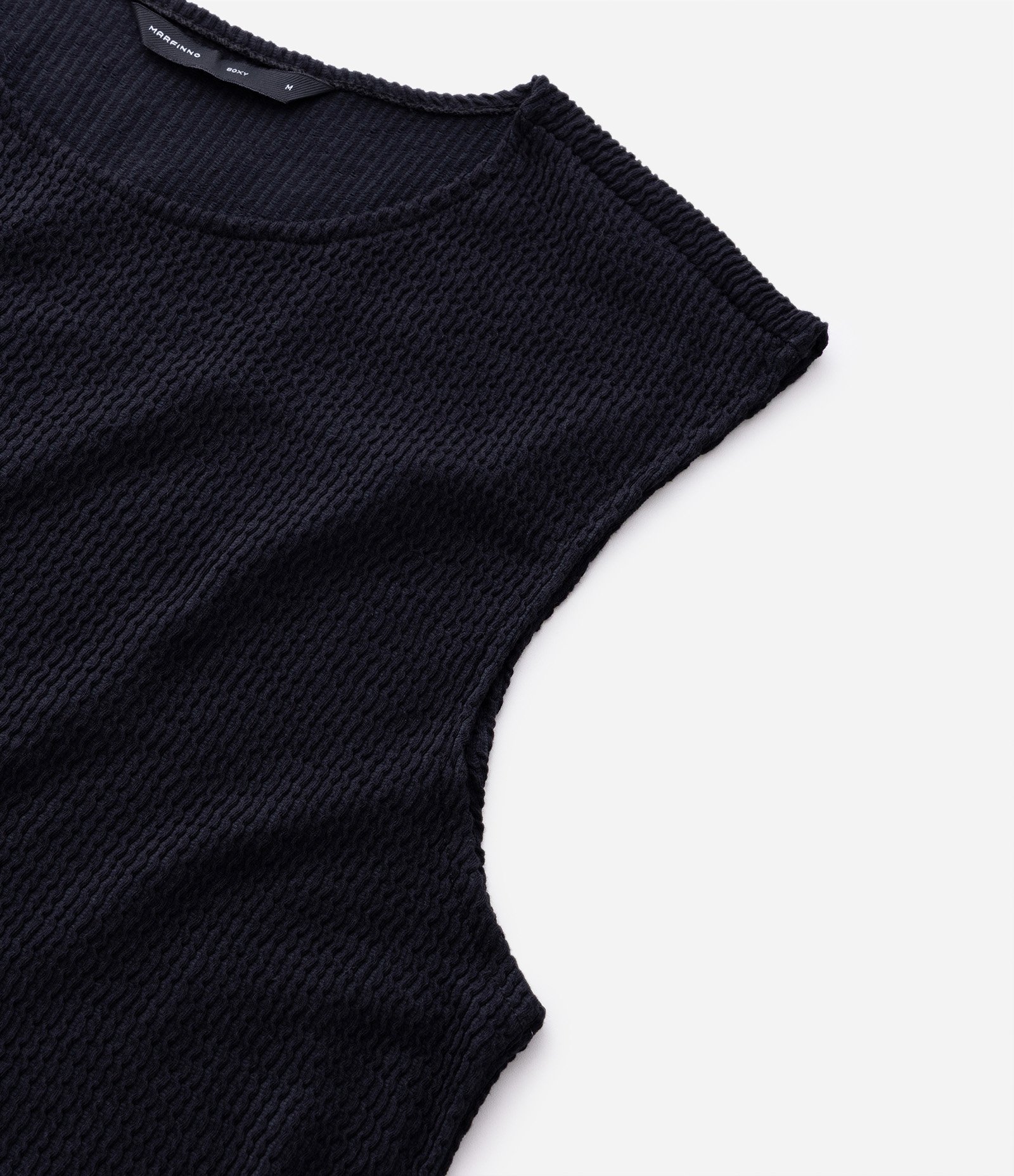 Regata Regular em Algodão com Textura Tricô Preto 8