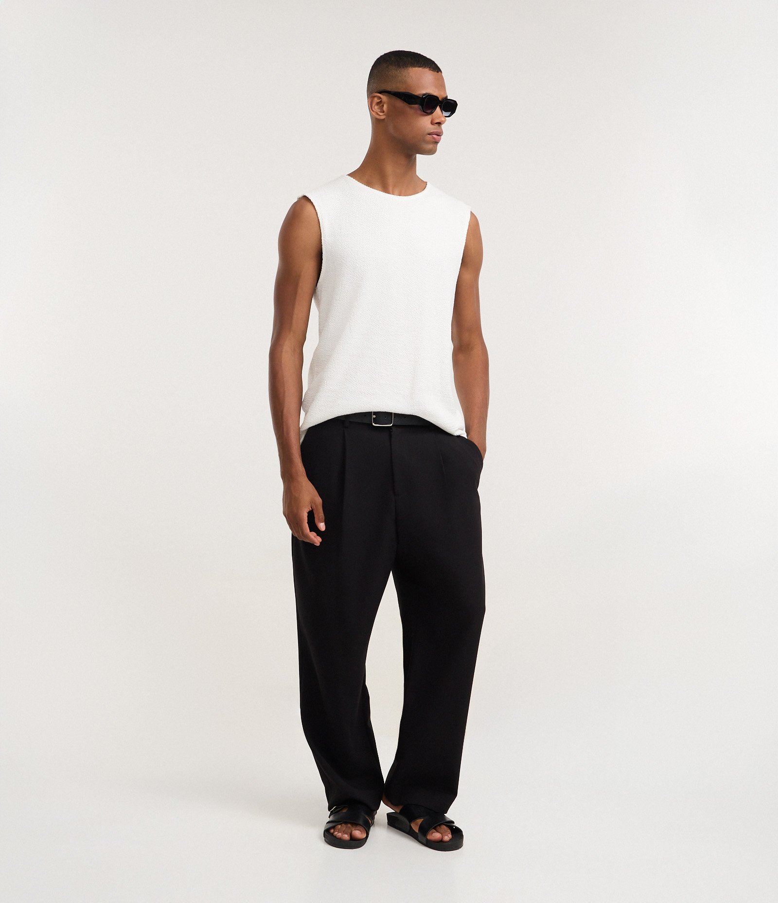 Regata Regular em Algodão com Textura Tricô Branco 2