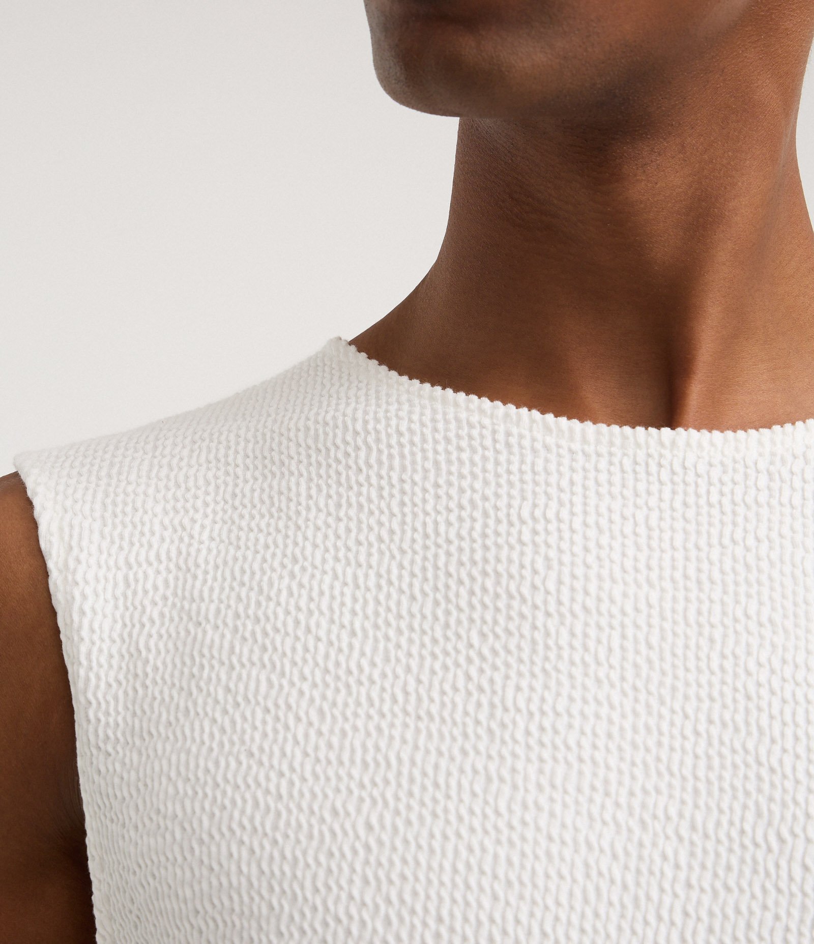 Regata Regular em Algodão com Textura Tricô Branco 3