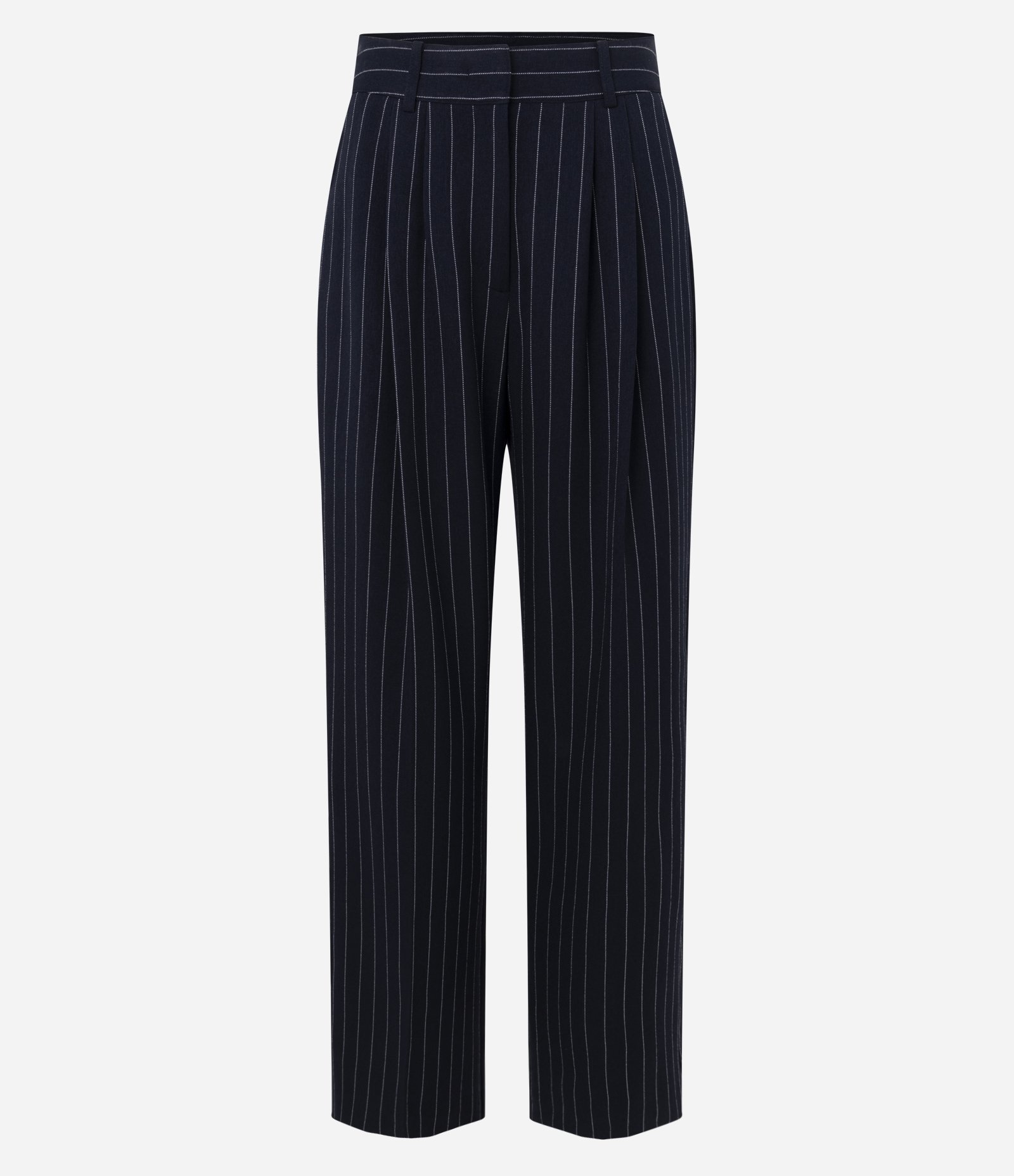 Calça Wide Leg Alfaiatada com Estampa Risca de Giz Azul 1