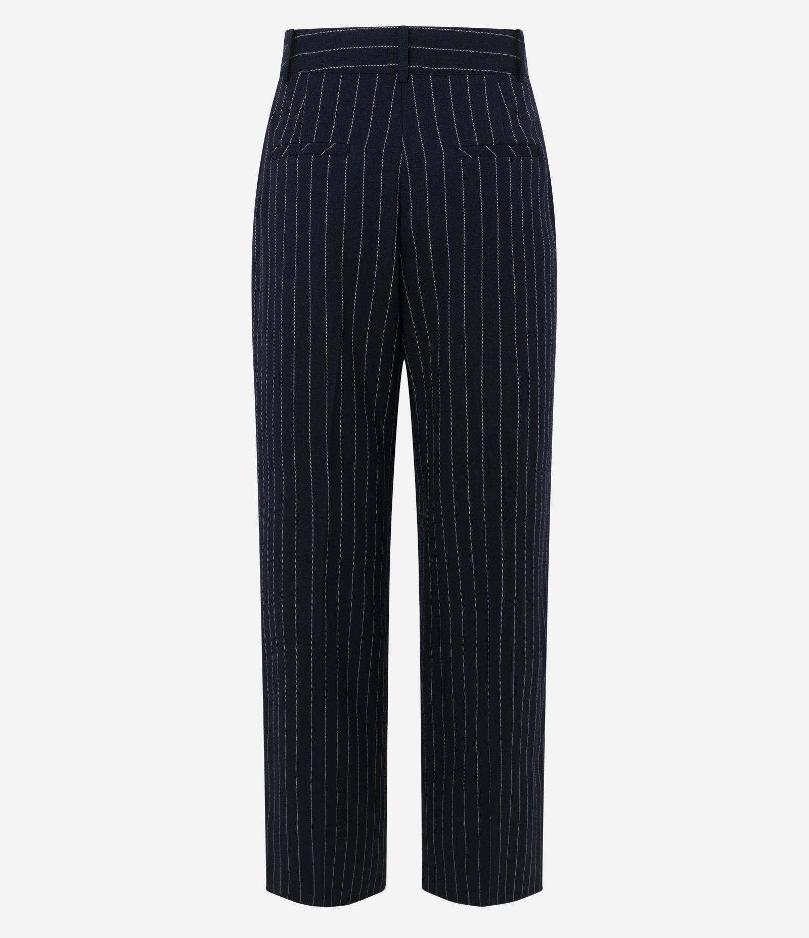 Calça Wide Leg Alfaiatada com Estampa Risca de Giz Azul 2