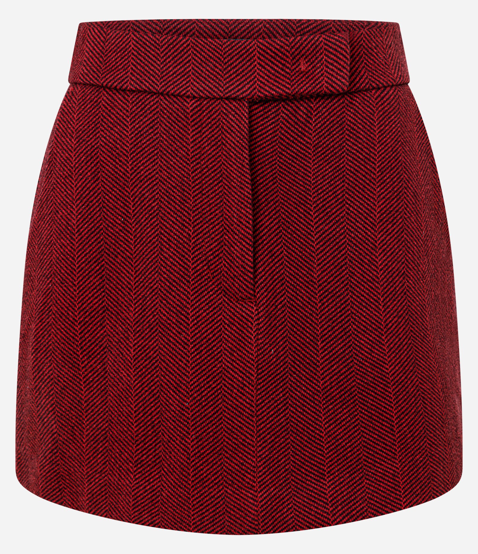 Short Saia com Cós Transpassado e Padronagem Espinha de Peixe Vermelho 1