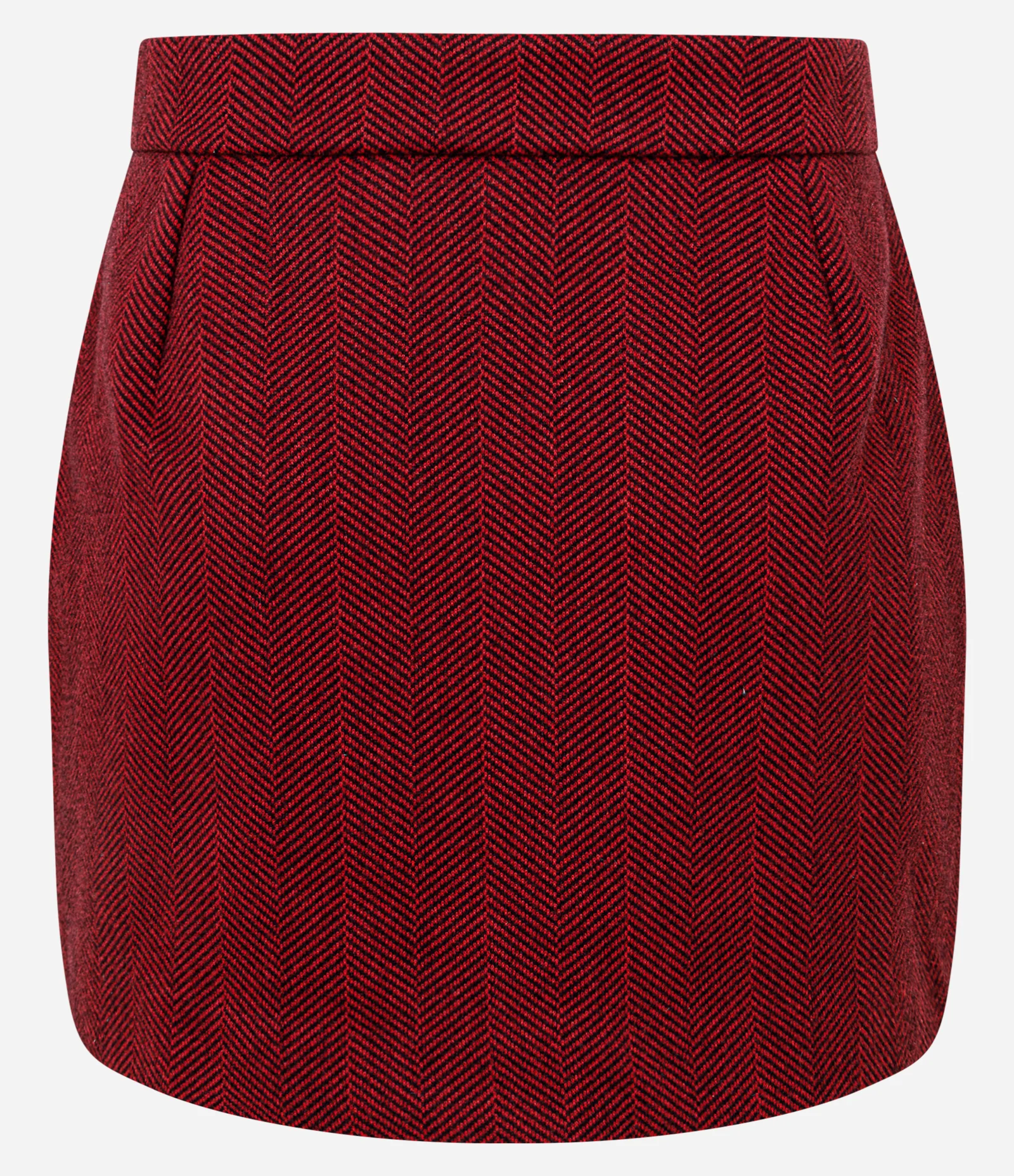 Short Saia com Cós Transpassado e Padronagem Espinha de Peixe Vermelho 2