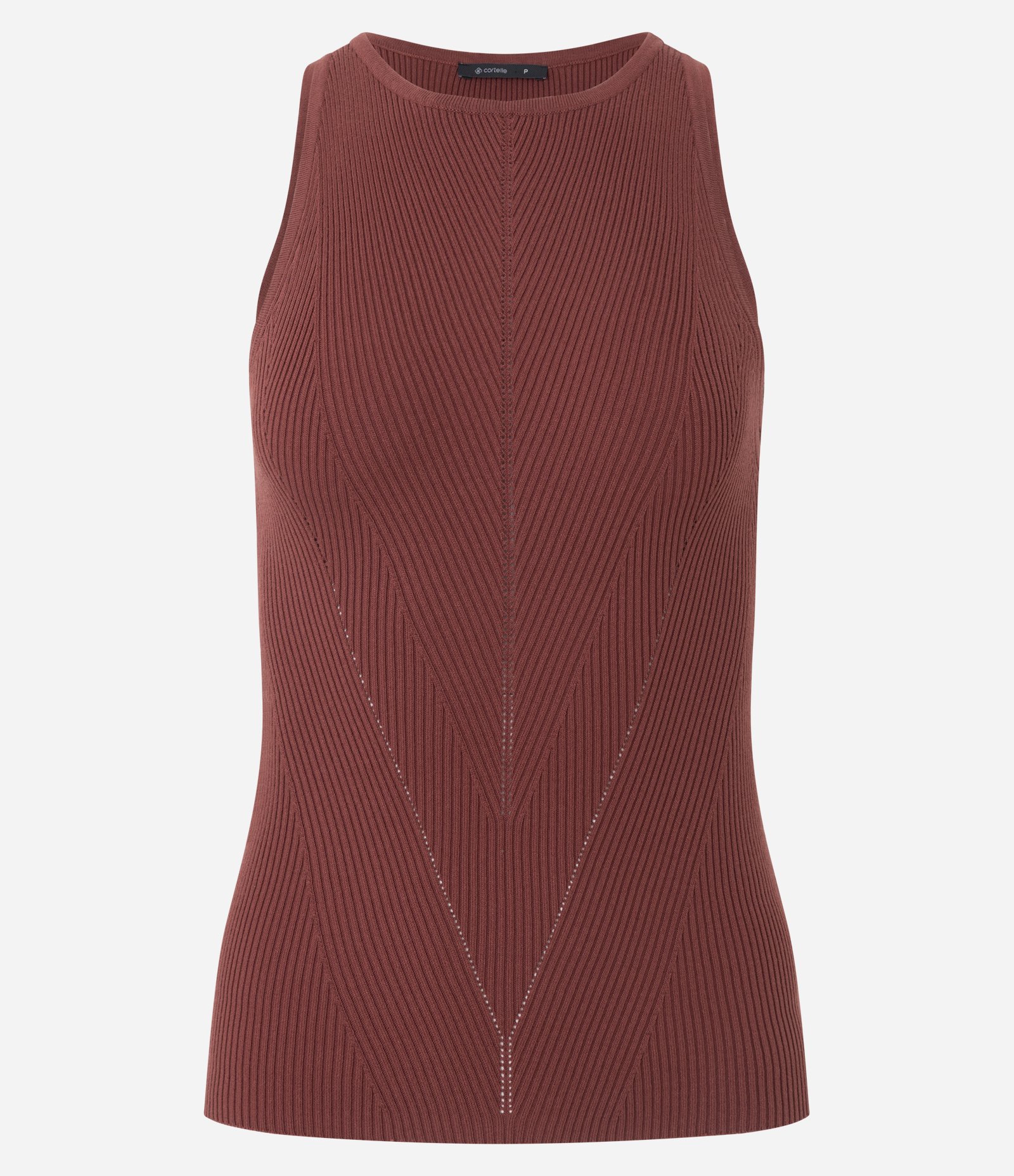 Blusa Regular Estruturada em Tricô Marrom 1