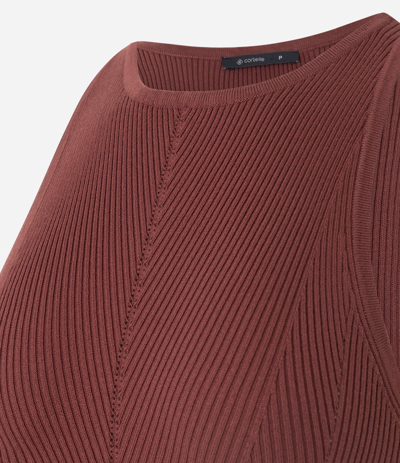 Blusa Regular Estruturada em Tricô Marrom 2