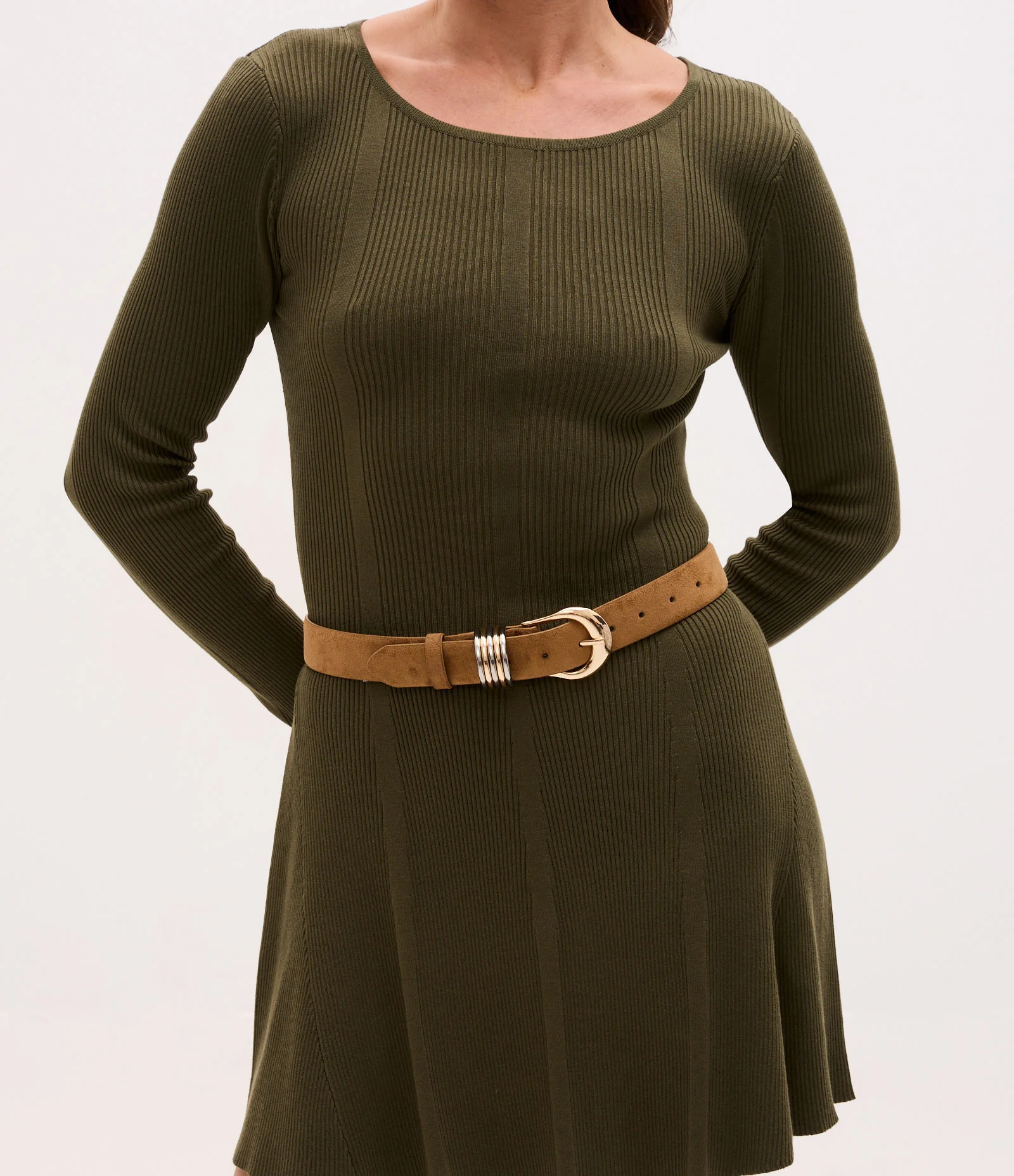 Cinto Médio em Suede com Fivela e Passante Reforçado Marrom 1