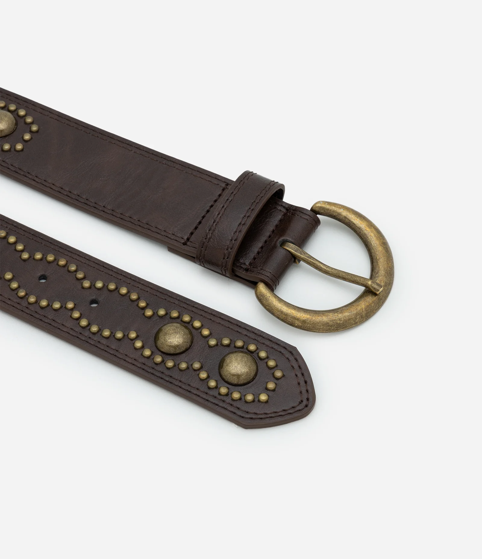 Cinto Médio em PU com Fivela Arredondada Marrom 2