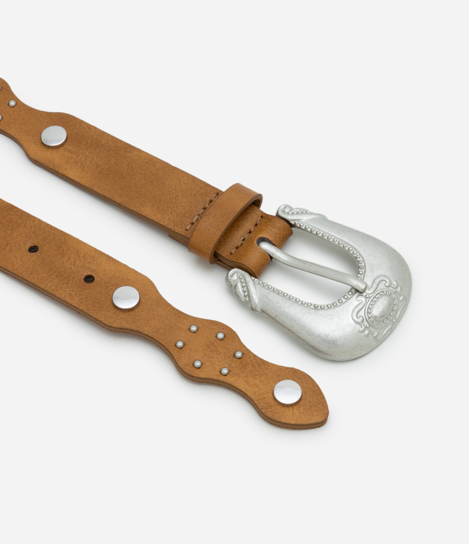 Cinto Boho com Estrutura Ondulada e Detalhes em Metal Bege 4