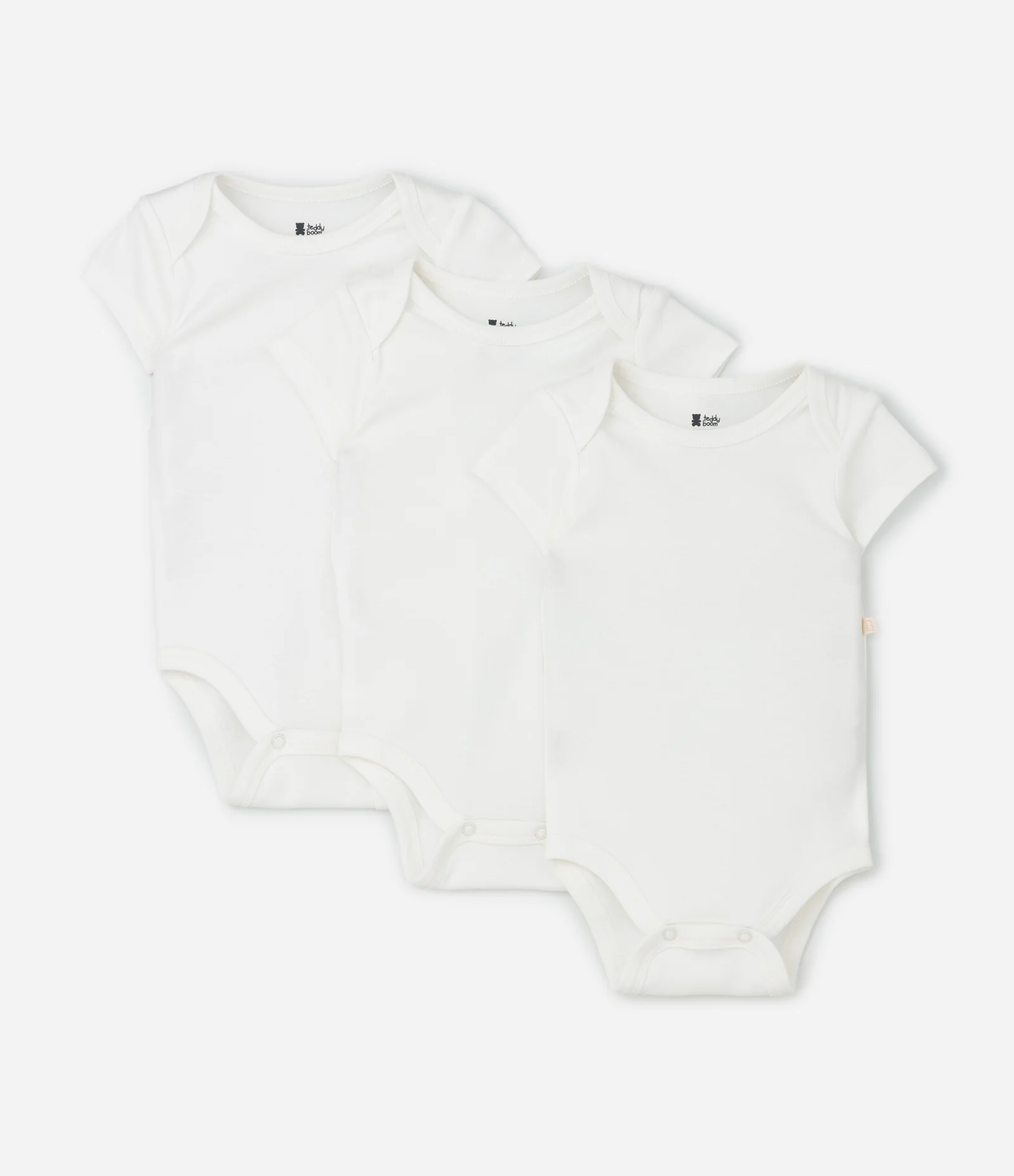 Kit 03 Bodies Bebê Manga Curta em Suedine – Tam RN a 18 Meses Branco 1