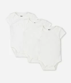 Kit 03 Bodies Bebê Manga Curta em Suedine – Tam RN a 18 Meses