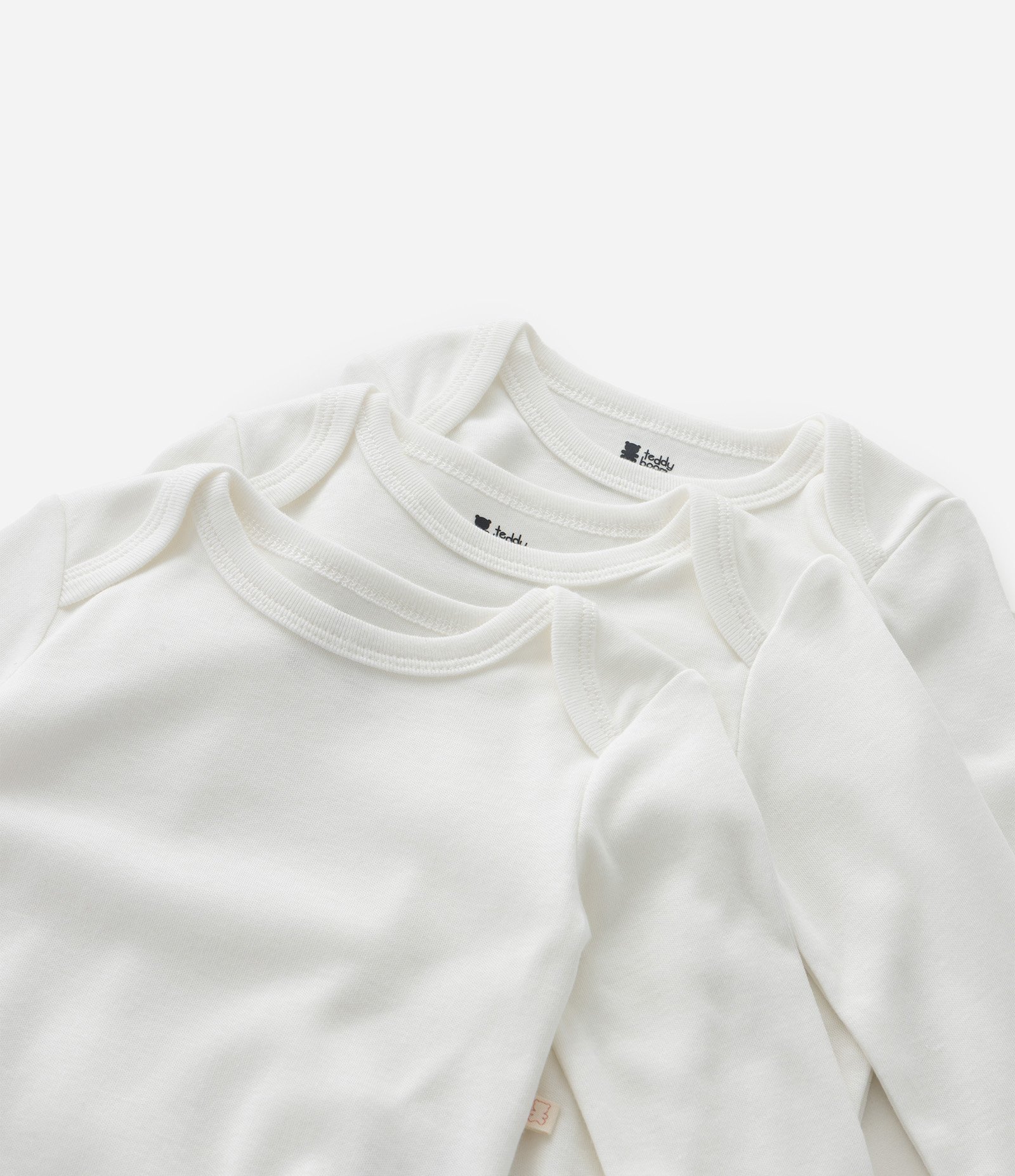 Kit 03 Bodies Bebê Manga Longa em Suedine – Tam RN a 18 Meses Branco 6