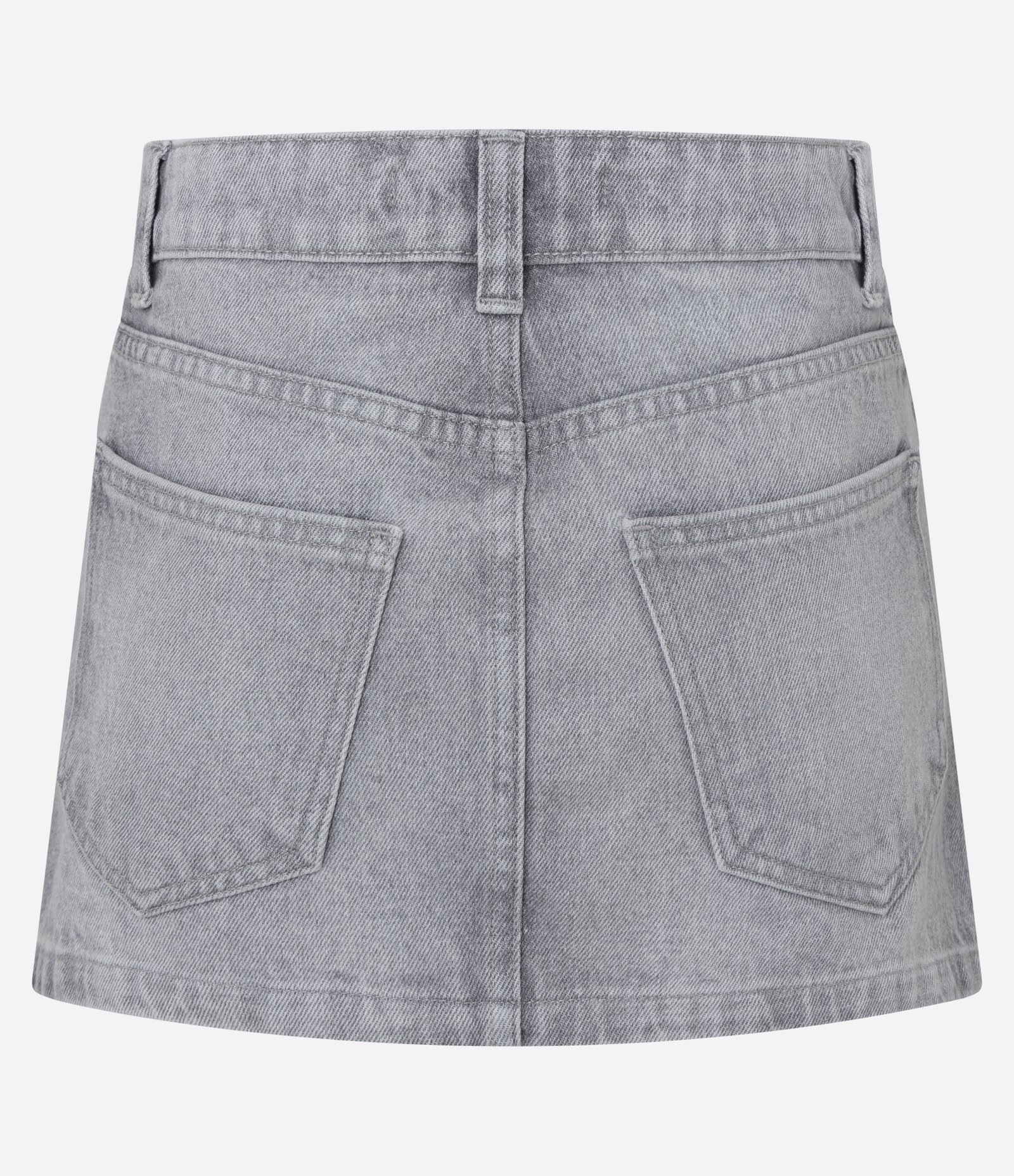 Minissaia em Jeans com Cós Transpassado e Bolsos Cinza 6