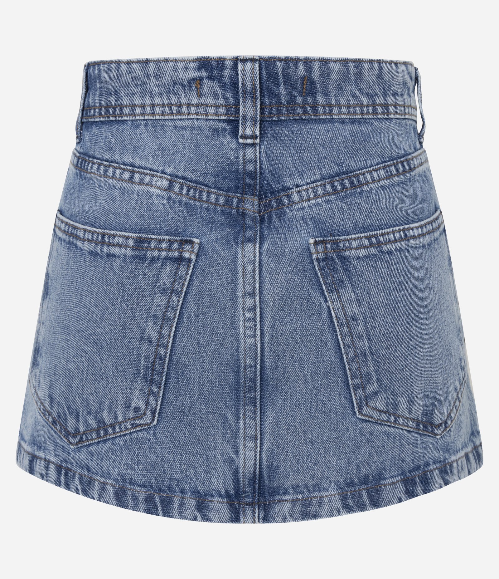 Saia Curta Cintura Média em Jeans com Tachas Metalizadas Azul 7