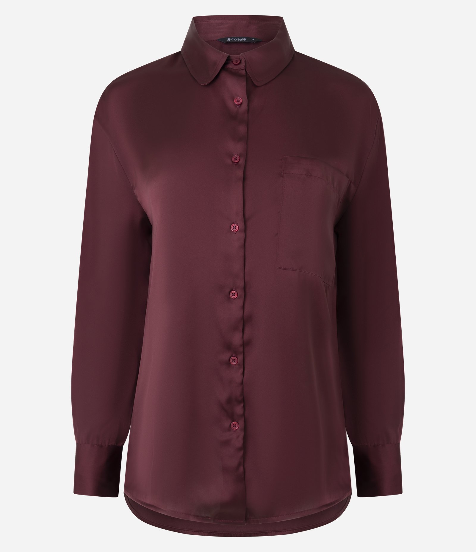 Camisa Acetinada com Mangas Longas Vermelho 1