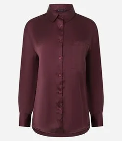 Camisa Acetinada com Mangas Longas